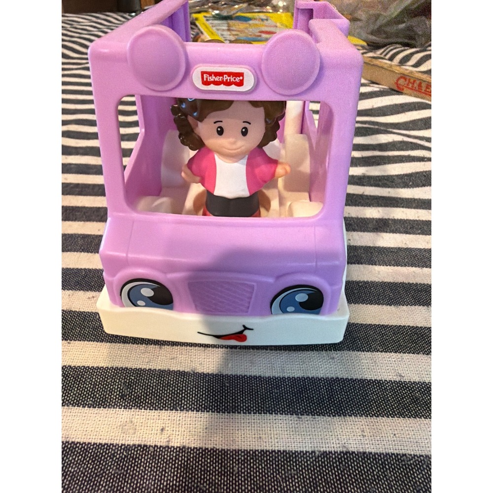 Fisher-Price Little People Lil Movers Pink Bus Vehicle with Driver Figure Toy
